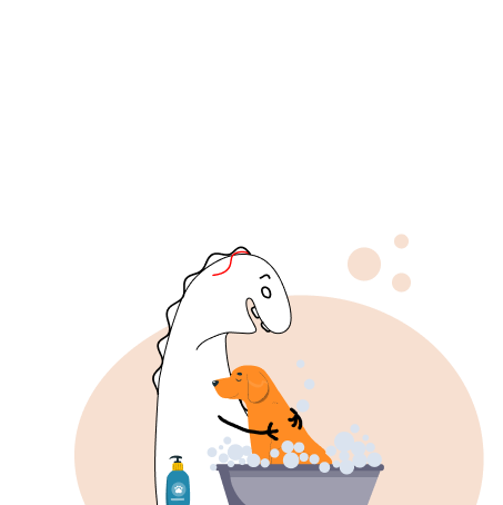 Pet washing illustration